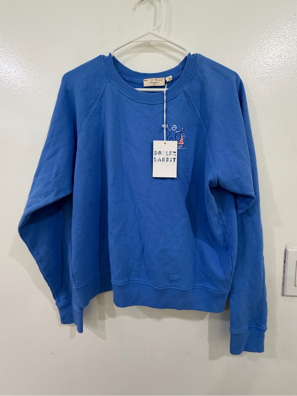 Roller Rabbit Blue Pullover Sweatshirt with Chest Graphic